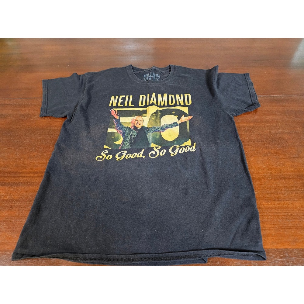 Neil Diamond T-Shirt Mens Large Black 50 Year Anniversary World Tour Graphic Tee